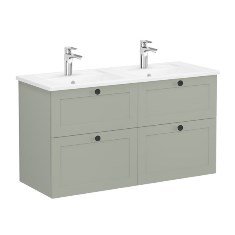 Vitra Root Classic 68945 Lavabo Dolabı, Dört Çekmeceli, 120 Cm, Mat Retro Yeşil, Köşeli Lavabolu